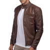 brown biker leather jacket
