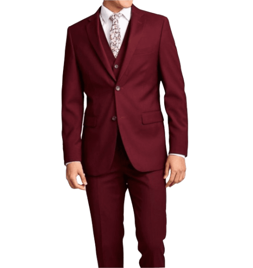 men's maroon 3 pc suit