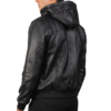 Black Leather Bomber Jacket - Image 2