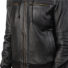 Black Leather Bomber Jacket - Image 5