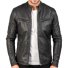 Mens Black Sheepskin Leather Jacket - Image 4