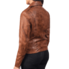 Women Brown Biker Leather Jacket - Image 2