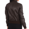 Women Brown Leather Bomber Jacket - Image 5
