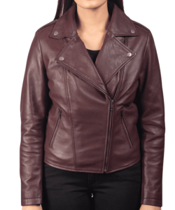 Maroon Biker Leather Jacket
