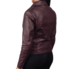 Maroon Biker Leather Jacket - Image 2