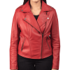 Women Red Biker Leather Jacket