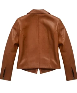 mens brown faux leather biker jacket