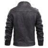 Black Men's Distressed Cafe Racer Leather Jacket - Image 2