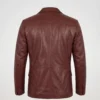 Men's Tan Two Button Leather Blazer Jacket Notch Lapel - Image 2