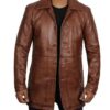 Men's Santiago Distressed Leather Car Coat Tan