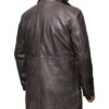 Men's Distressed Dark Brown Leather Car Coat - Image 2