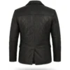 Men's Two Button Black Quilted Leather Blazer Notch Lapel - Image 2