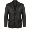 Elton Men's Black Quilted Leather Blazer