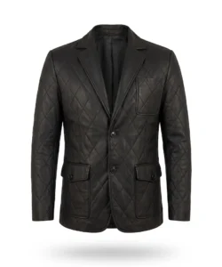 Elton Men's Black Quilted Leather Blazer