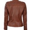 Brown Cognac Wax Women Leather Jacket - Image 5
