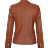 Women's Cognac Leather Blazer Brown - Image 4