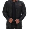 Glen Men's Black Quilted Leather Car Coat - Image 2