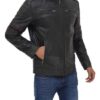 Men's Cafe Racer Style Leather Black Jacket - Image 3