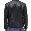 Felix Men's Black Cafe Racer Leather Jacket with Shoulder Pads - Image 4