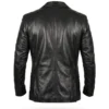Mens Two Button Black Leather Blazer - Notch Lapel - Image 2