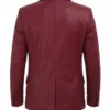 Men's Two Button Maroon Leather Blazer – Notch Lapel - Image 2