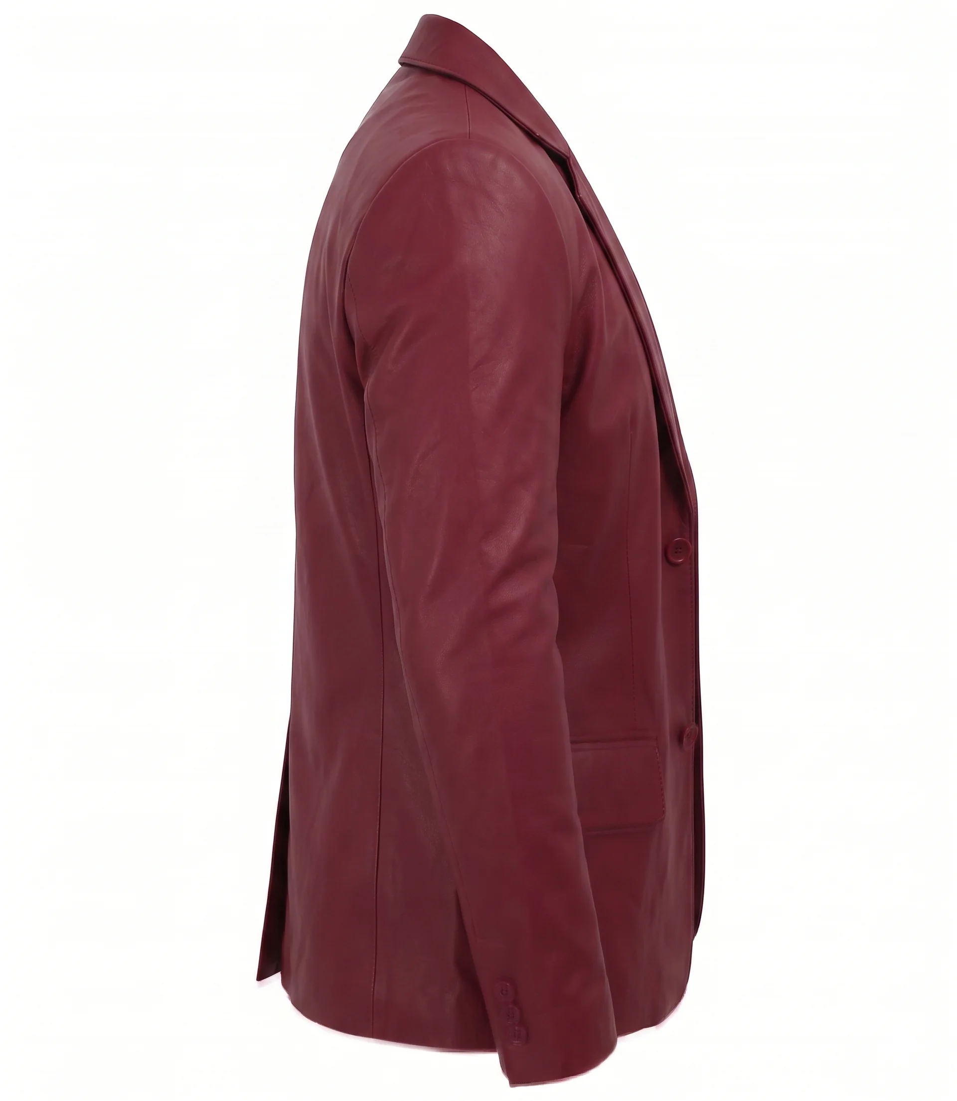 Men's Two Button Maroon Leather Blazer – Notch Lapel