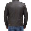 Men's Distressed Brown Cafe Racer Leather Jacket - Image 5