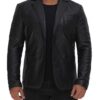 Elton Men's Black Quilted Leather Blazer