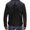 Black Quilted Asymmetrical Leather Jacket For Men's - Image 4