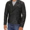 Men's Asymmetrical Black Biker Leather Jacket - Image 2