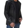Surrey Men's Black Leather Blazer Coat - Image 2