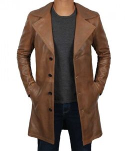 Bryson Brown Leather Car Coat