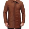Bristol Men's Vintage Cognac Leather Car Coat - Image 2