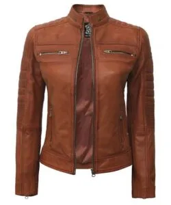 Women's Cafe Racer Brown Leather Jacket