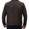 Dark Brown Men's Leather Trucker Jacket - Image 5