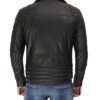 Men's Asymmetrical Black Biker Leather Jacket - Image 4