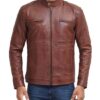 Dodge Cafe Racer Men's Leather Cognac Jacket - Image 2