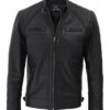 Johnson Diamond Classic Men's Black Cafe Racer Biker Jacket - Image 3