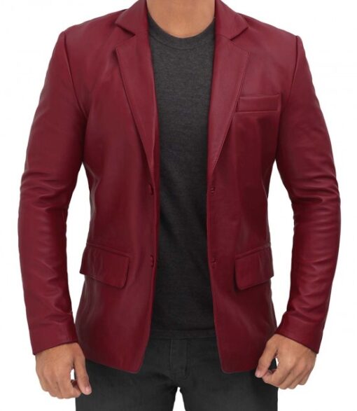 Puccio Men's Maroon Blazer Jacket