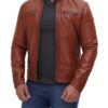 Cafe Racer Tan Men's Leather Jacket - Image 3