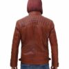 Johnson Quilted Tan Leather Jacket with Removable Hood - Image 4