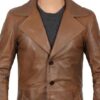 Bryson Brown Leather Car Coat - Image 3