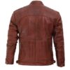 Johnson Cognac Wax Quilted Cafe Racer Leather Jacket - Image 4