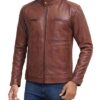 Dodge Cafe Racer Men's Leather Cognac Jacket - Image 3