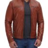 Cafe Racer Tan Men's Leather Jacket - Image 2