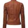 Women's Cafe Racer Brown Leather Jacket - Image 4