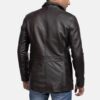 Men's Wine Black Cowhide Leather Blazer - Image 4