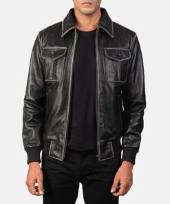 Men's Bryan Black Cowhide Bomber Leather Jacket