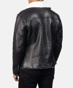 White Shearling Black Leather Jacket