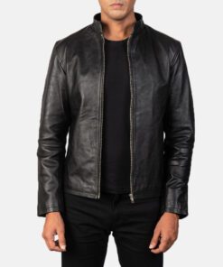 Men's Chester Black Cowhide Biker Leather Jacket